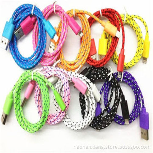 Most Popular Nylon Fabric USB Data Cable for iPhone 5/5S/5C
